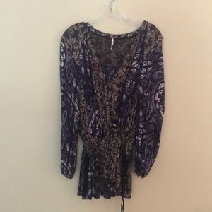 Free people long sleeve shirt with drawstring